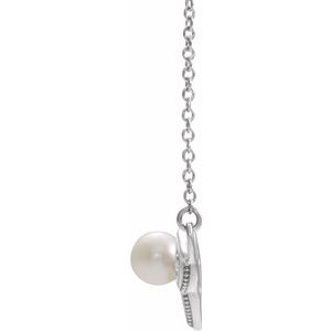 Sterling Silver Freshwater Cultured Pearl Bar 18" Necklace