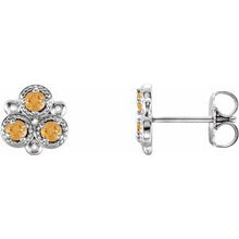 Load image into Gallery viewer, Sterling Silver Citrine Three-Stone Earrings
