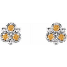Load image into Gallery viewer, Sterling Silver Citrine Three-Stone Earrings
