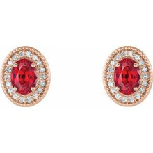 Load image into Gallery viewer, 14K Rose Ruby &amp; 1/5 CTW Diamond Halo-Style Earrings
