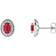 Load image into Gallery viewer, 14K White Ruby &amp; 1/5 CTW Diamond Halo-Style Earrings
