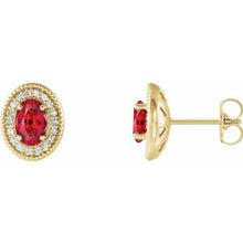 Load image into Gallery viewer, 14K Yellow Ruby &amp; 1/5 CTW Diamond Halo-Style Earrings
