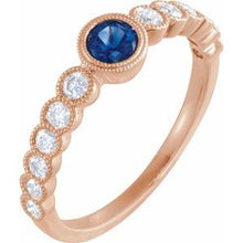 Charger l&#39;image dans la galerie, Bague saphir bleu 14K et diamant 1/2 CTW
