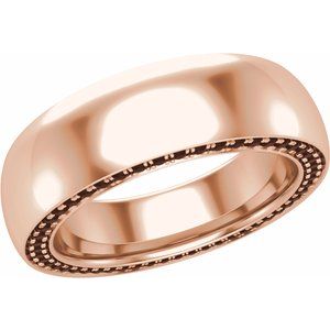 14K Rose 6 mm 7/8 CTW Black Diamond Band Taille 12