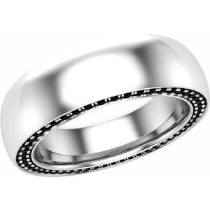 Platinum 6 mm 5/8 CTW Black Diamond Band Size 9