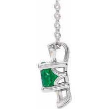 Load image into Gallery viewer, Sterling Silver Emerald &amp; 1/6 CTW Diamond Necklace
