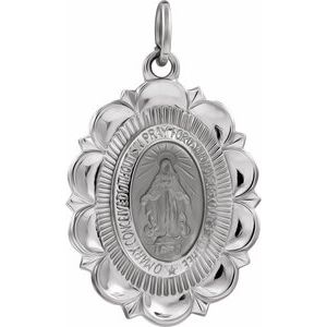 Sterling Silver 22x16 mm Oval Miraculous Medal