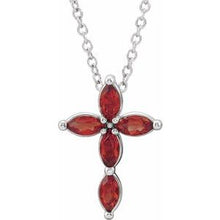Charger l&#39;image dans la galerie, Sterling Silver Mozambique Garnet Cross Necklace
