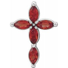 Load image into Gallery viewer, Sterling Silver Mozambique Garnet Cross Pendant
