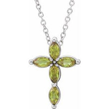 Charger l&#39;image dans la galerie, Sterling Silver Peridot Cross Necklace
