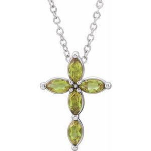 Sterling Silver Peridot Cross Necklace