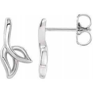 Sterling Silver Freeform Leaf Earrings