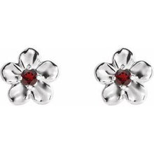 Load image into Gallery viewer, Sterling Silver Youth Imitation January Birthstone Flower Earrings
