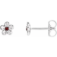 Load image into Gallery viewer, Sterling Silver Youth Imitation January Birthstone Flower Earrings
