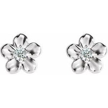 Load image into Gallery viewer, Sterling Silver Youth Imitation April Birthstone Flower Earrings
