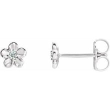 Load image into Gallery viewer, Sterling Silver Youth Imitation April Birthstone Flower Earrings
