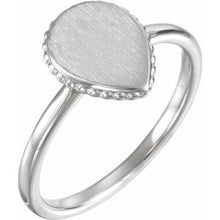 Load image into Gallery viewer, Sterling Silver 12x9 mm Teardrop Beaded Signet Ring
