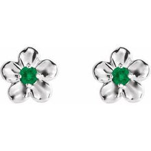 Load image into Gallery viewer, Sterling Silver Youth Imitation May Birthstone Flower Earrings
