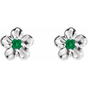 Sterling Silver Youth Imitation May Birthstone Flower Earrings
