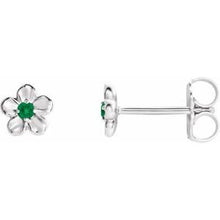 Load image into Gallery viewer, Sterling Silver Youth Imitation May Birthstone Flower Earrings
