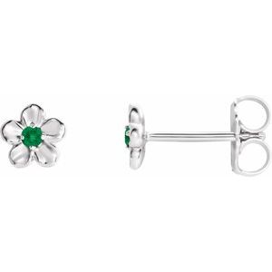 Sterling Silver Youth Imitation May Birthstone Flower Earrings