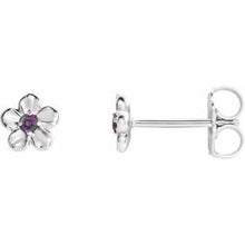Load image into Gallery viewer, Sterling Silver Youth Imitation June Birthstone Flower Earrings
