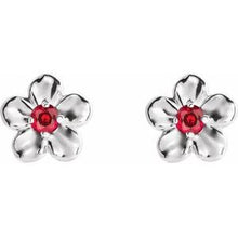Load image into Gallery viewer, Sterling Silver Youth Imitation July Birthstone Flower Earrings
