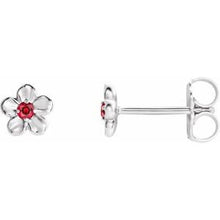 Load image into Gallery viewer, Sterling Silver Youth Imitation July Birthstone Flower Earrings

