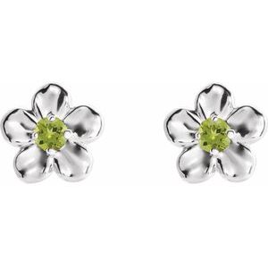 Sterling Silver Youth Imitation August Birthstone Flower Earrings