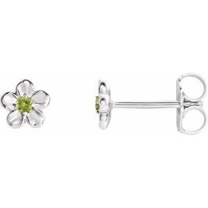 Sterling Silver Youth Imitation August Birthstone Flower Earrings