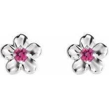 Load image into Gallery viewer, Sterling Silver Youth Imitation October Birthstone Flower Earrings
