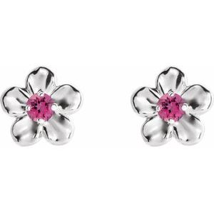 Sterling Silver Youth Imitation October Birthstone Flower Earrings