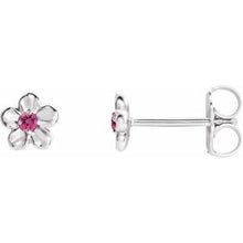 Load image into Gallery viewer, Sterling Silver Youth Imitation October Birthstone Flower Earrings
