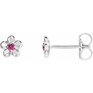 Sterling Silver Youth Imitation October Birthstone Flower Earrings