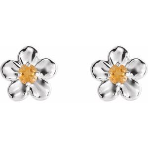 Sterling Silver Youth Imitation November Birthstone Flower Earrings