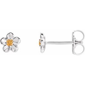 Sterling Silver Youth Imitation November Birthstone Flower Earrings
