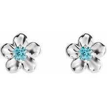 Load image into Gallery viewer, Sterling Silver Youth Imitation December Birthstone Flower Earrings
