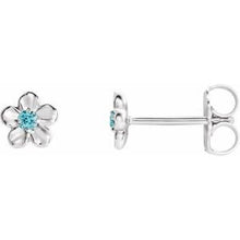 Load image into Gallery viewer, Sterling Silver Youth Imitation December Birthstone Flower Earrings
