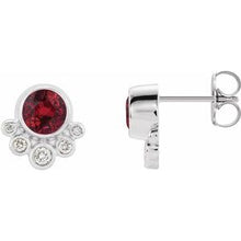 Load image into Gallery viewer, Platinum Ruby &amp; 1/8 CTW Diamond Earrings
