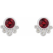 Load image into Gallery viewer, 14K White Ruby &amp; 1/8 CTW Diamond Earrings

