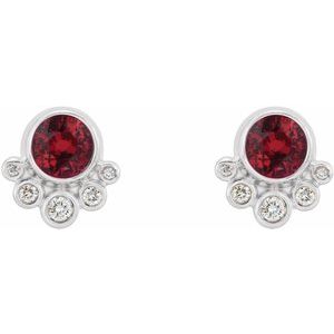 Boucles d'oreilles en rubis blanc 14K et diamant 1/8 CTW
