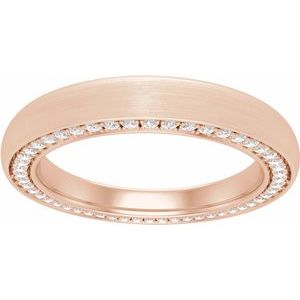 14K Rose 3 mm 5/8 CTW Diamond Band avec finition satinée Taille 8