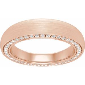 14K Rose 4 mm 1/2 CTW Diamond Band avec finition satinée taille 6,5