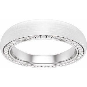 14K White 4 mm 1/2 CTW Diamond Band with Satin Finish Size 6.5