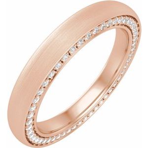 14K Rose 3 mm 5/8 CTW Diamond Band avec finition satinée Taille 8