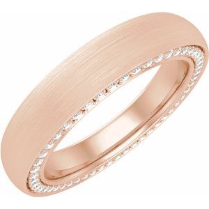 14K Rose 4 mm 1/2 CTW Diamond Band avec finition satinée Taille 7