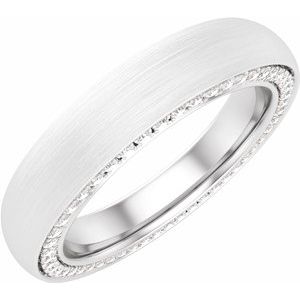 14K White 4 mm 1/2 CTW Diamond Band with Satin Finish Size 7.5