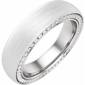 Platinum 5 mm 3/4 CTW Diamond Band with Satin Finish Size 10