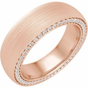 14K Rose 6 mm 5/8 CTW Diamond Band with Satin Finish Size 9