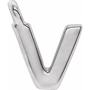 14K White Letter V Dangle